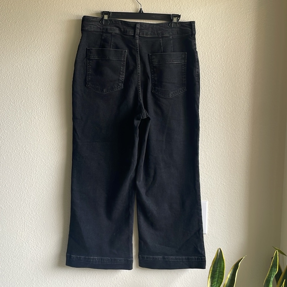 Anthropologie Pilcro The Skipper High-Rise Crop Wide-Leg Jeans Black 31 - Picture 7 of 10